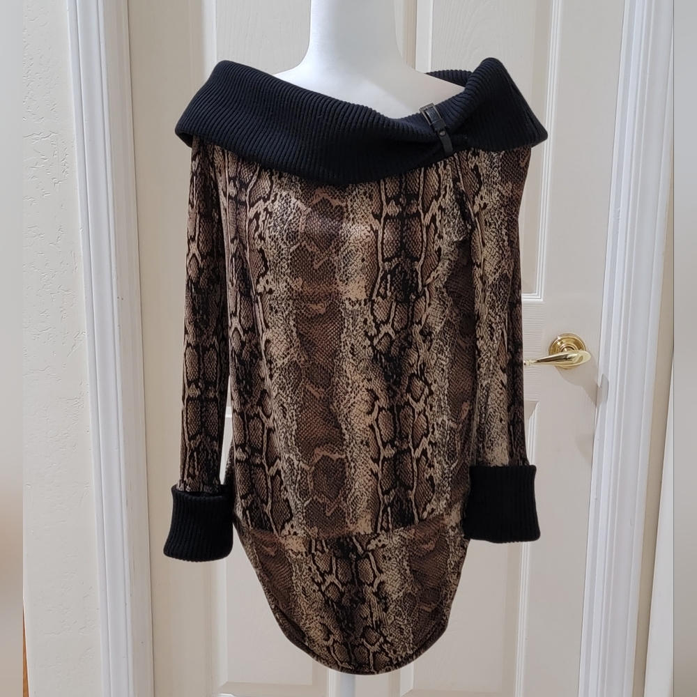 Joseph Ribkoff Brown Snake Print Tunic